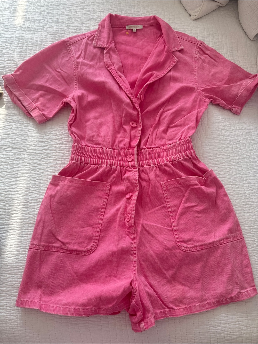 Skies Are Blue Pink Short-Sleeve Romper